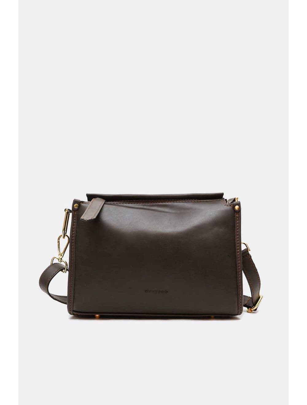 Sac Bandoulière Porté Croisé Forme Seau En Cuir De Vachette 4183 TAÏS-Chocolat