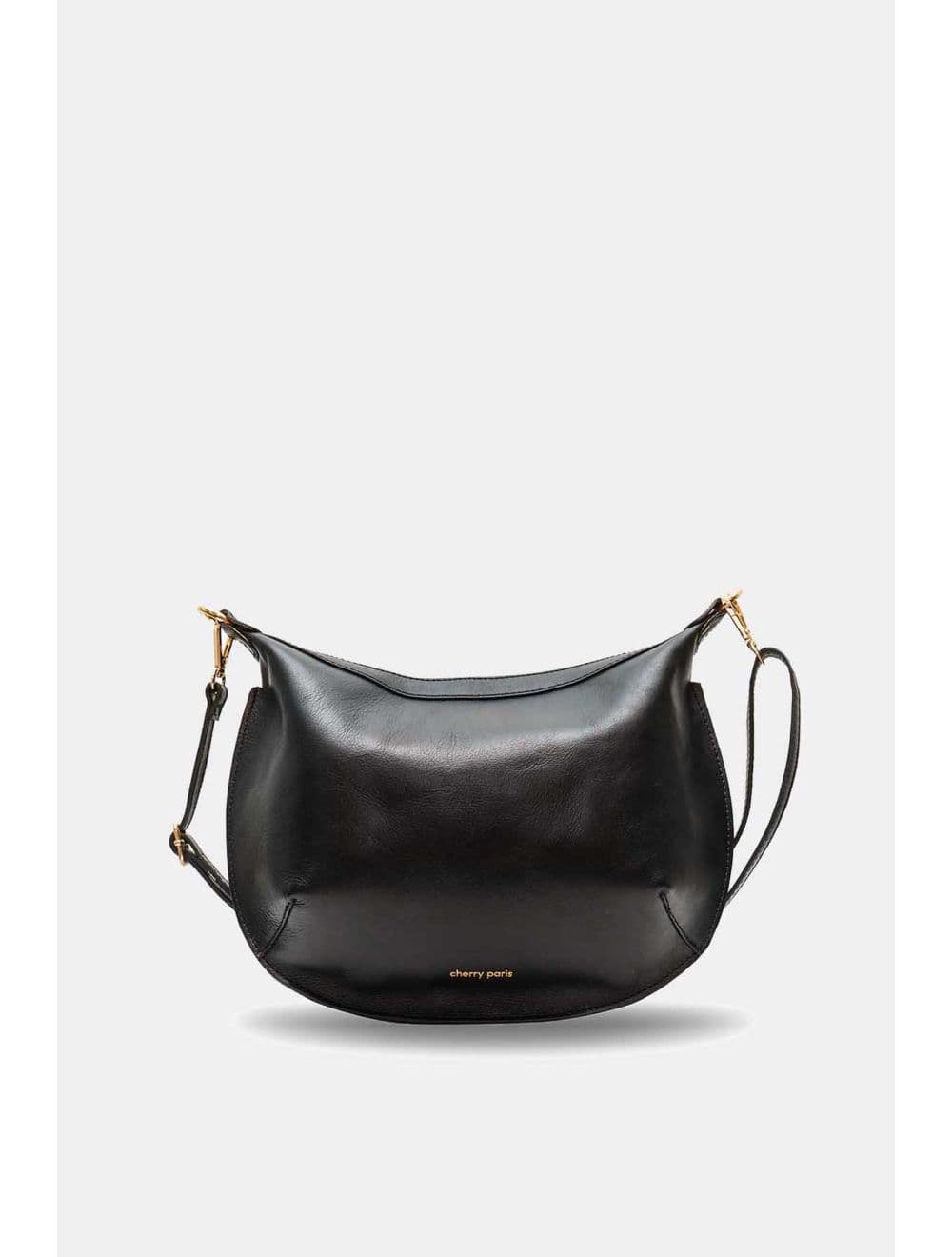 Sac Bandoulière Porté Croisé Forme Demi-lune En Cuir Vachette 4181 ANTONIA-Noir
