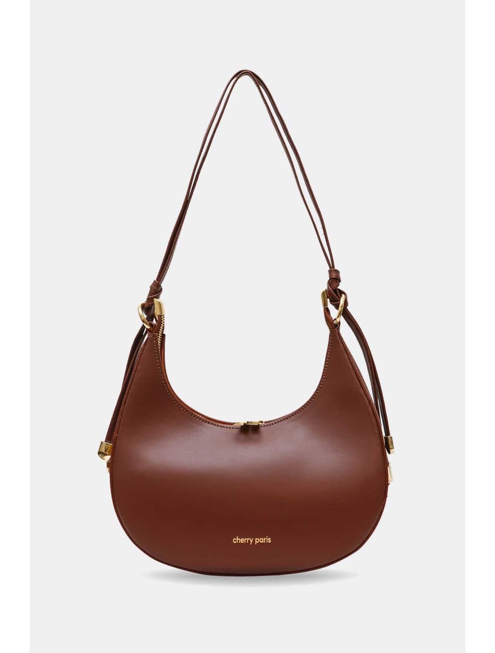 Sac Demi-lune Porté Crossé En Cuir de Vachette Lisse 4179 ALISSA-Marron