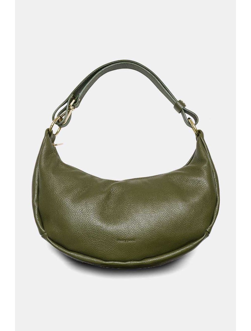 Sac Demi-lune Porté Crossé En Cuir de Vachette 4176 ELVIRE-Kaki