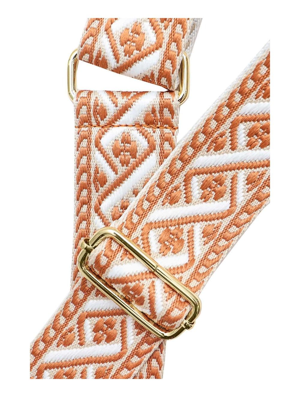 Sangle Bandoulière en Toile Coton Garnie en Cuir Vachette Grainé-9008 FLORIANE-Camel