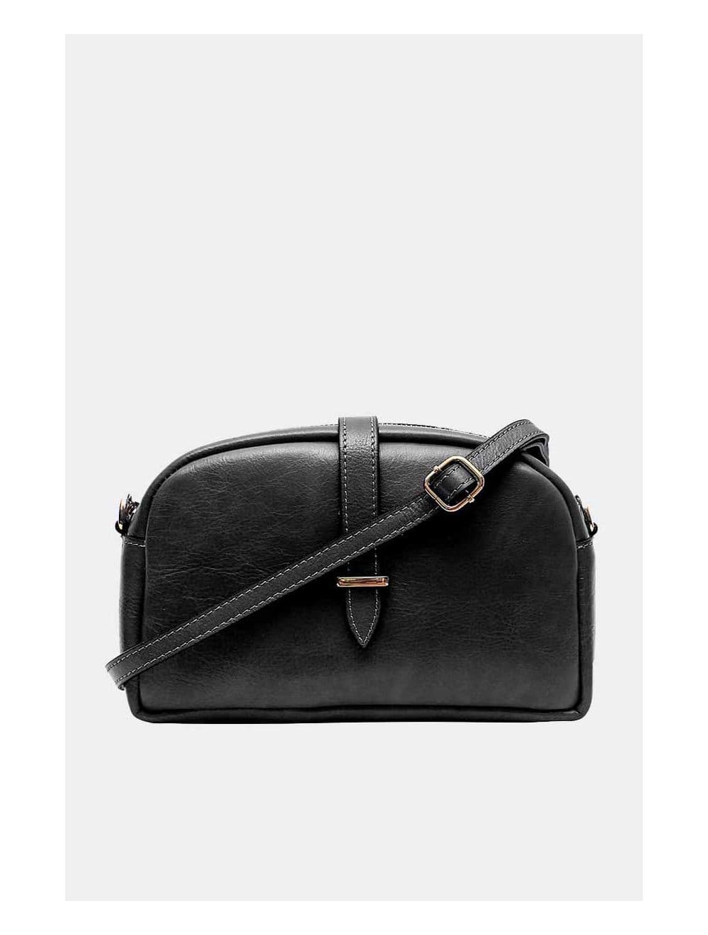 Sac Porté Croisé Avec Patte Avant En Cuir Vachette Collet-ANNABELLE 4046-NOIR