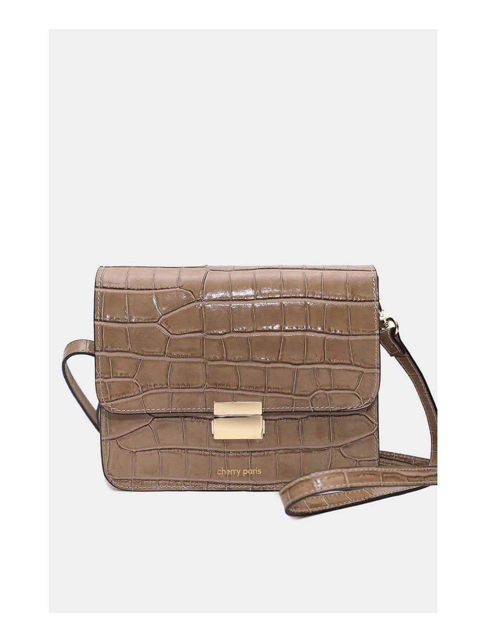 Sac Besace Croûte Cuir de Vachette Motif Croco 4074 MILENA CROCO-Taupe