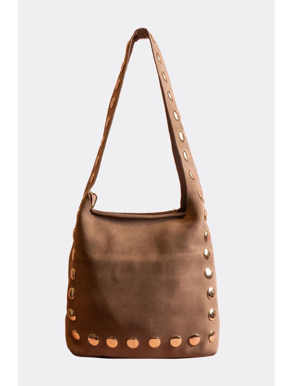 Sac Seau Porté Épaule En Croûte De Cuir De Vachette 4193 ALEXANE SUÈDE-Taupe