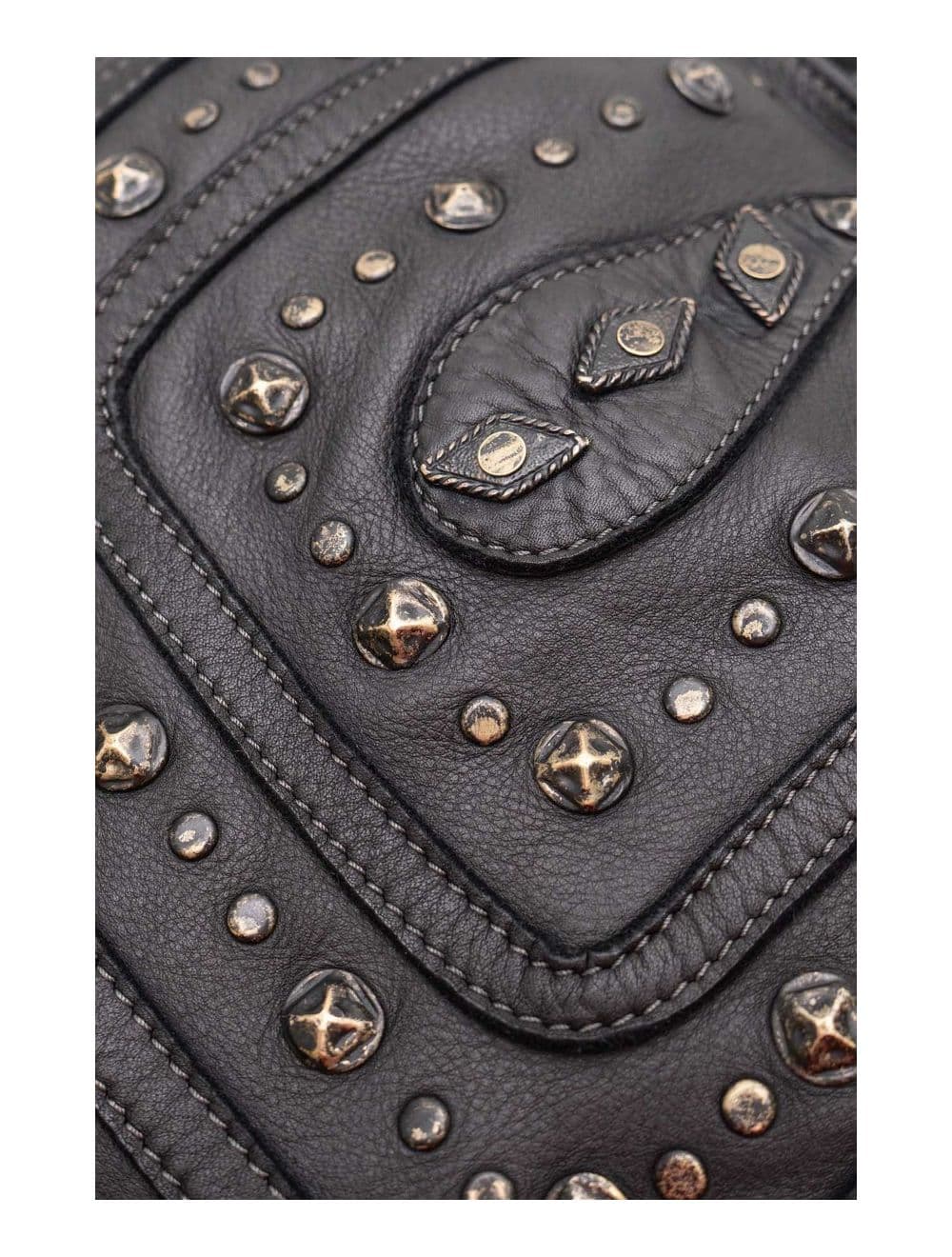 Sac Porté Épaule En Cuir Vachette Motif Clouté CASTILLE 4116-Noir