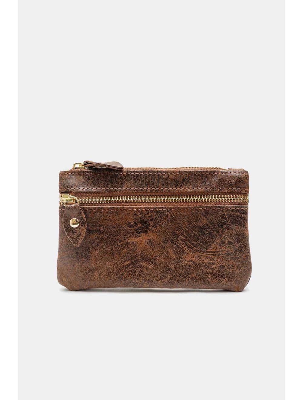 Porte-monnaie Pochette En Croûte De Cuir De Vachette-4906 DORIANE-Marron