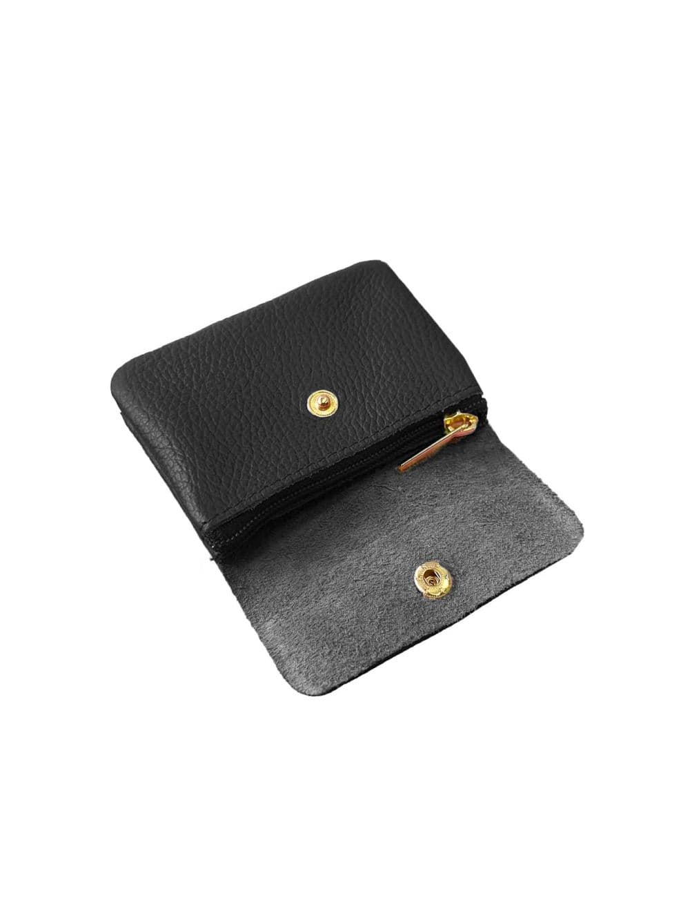 Porte-monnaie Avec Rabat Pression En Cuir de Vachette Grainé-LUCE GRAINÉ 3998D-Noir