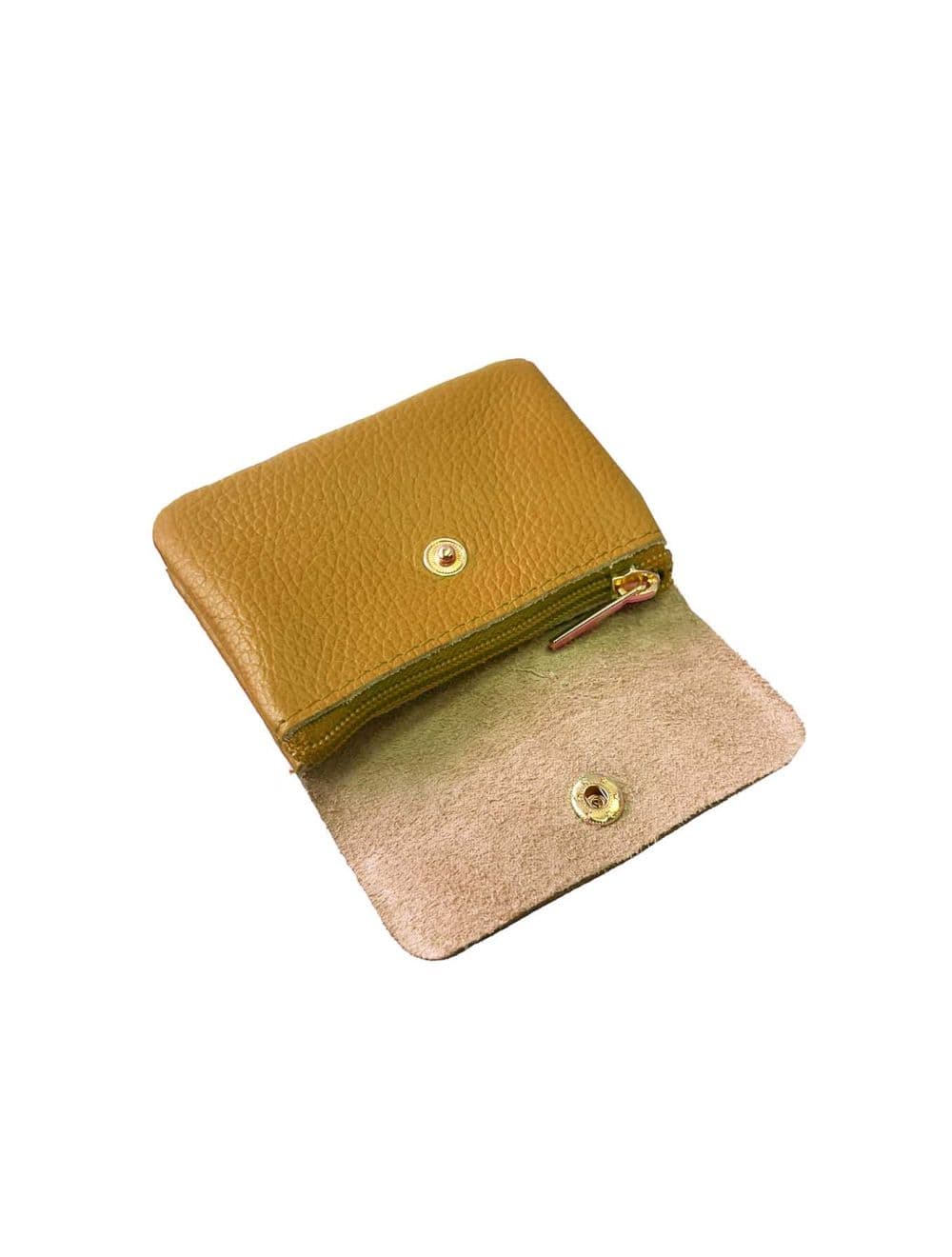 Porte-monnaie Avec Rabat Pression En Cuir de Vachette Grainé-LUCE GRAINÉ 3998D-Moutard