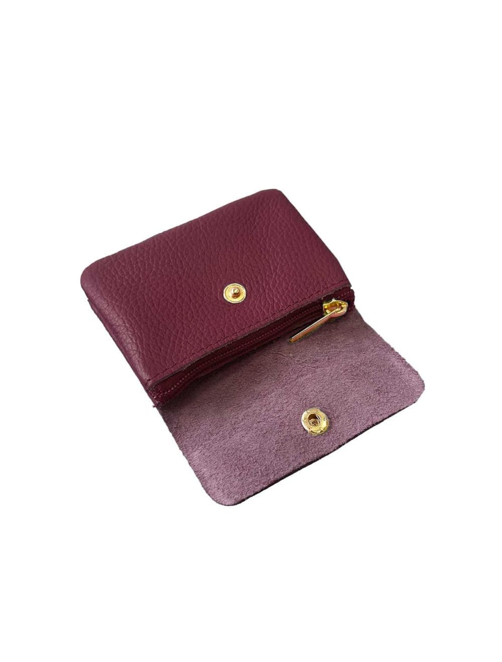Porte-monnaie Avec Rabat Pression En Cuir de Vachette Grainé-LUCE GRAINÉ 3998D-Bordeaux