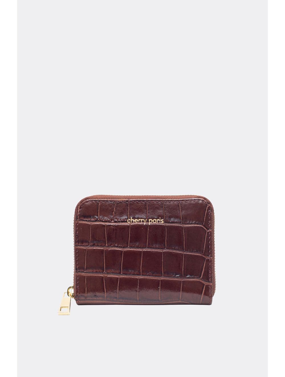 Porte-Monnaie En Croûte De Cuir De Vachette Imprimé Croco-YUNA CROCO 4901-MARRON