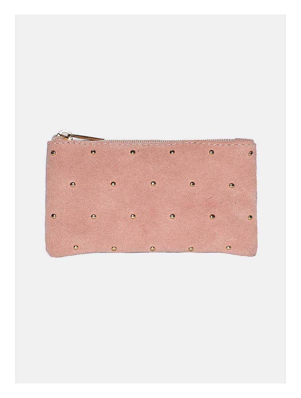 Porte-monnaie en croûte de cuir de vachette suède-JENNA 3996-Rose