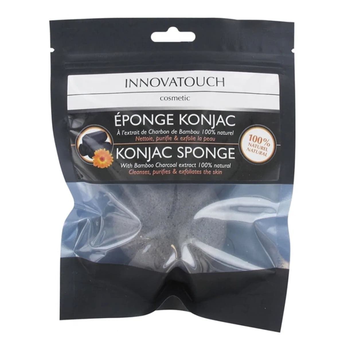 Éponge Konjac Extrait de Charbon de Bambou – Gommage
