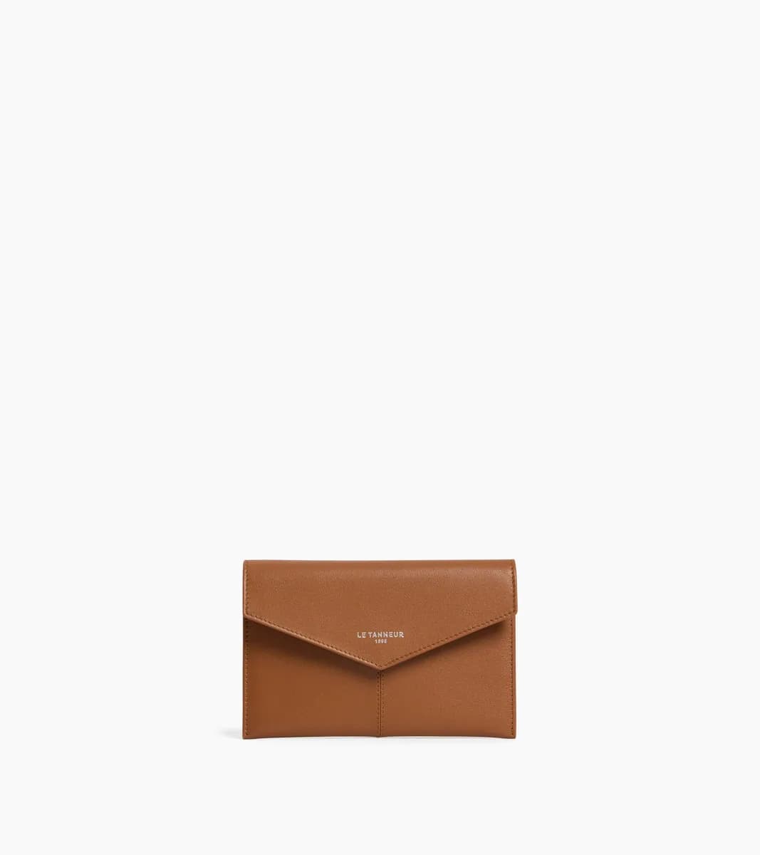 Pochette enveloppe moyen modèle Paulette en cuir lisse – Tan Brown