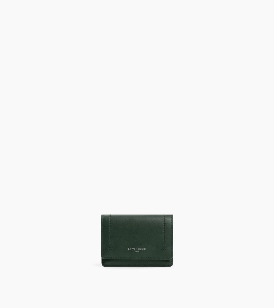 Petit porte cartes à rabat Louison en cuir lisse – Green Malachite