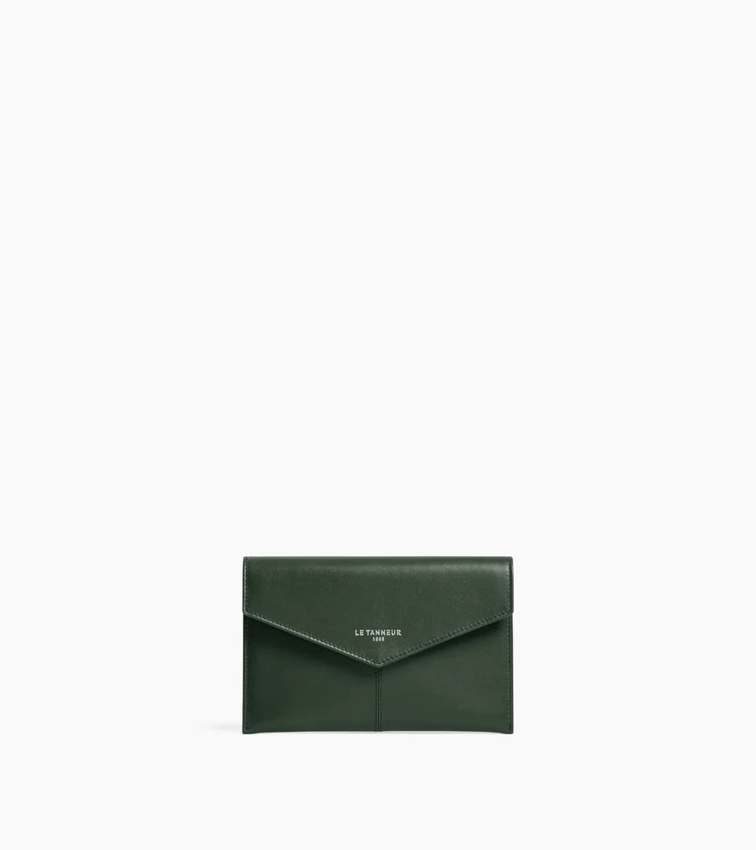 Pochette enveloppe moyen modèle Paulette en cuir lisse – Green Malachite