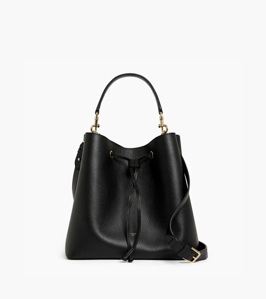 Grand sac seau Louise en cuir grainé – Black Le Bleu