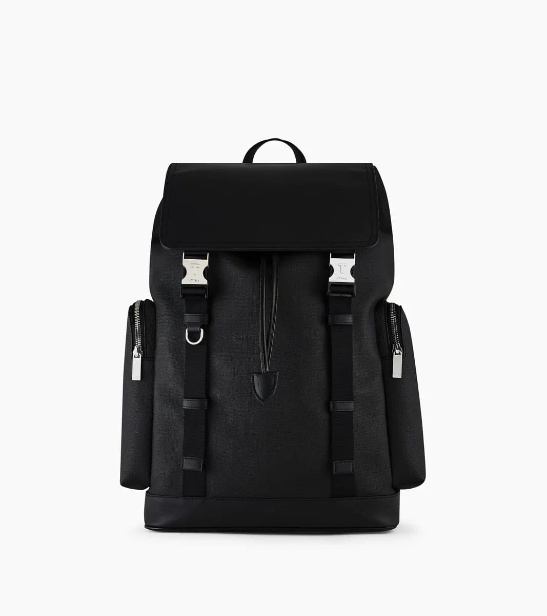 Sac à dos à rabat Maurice en toile enduite – Black