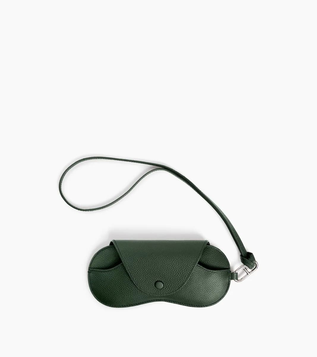 Etui à lunettes charms en cuir grainé – Green Malachite