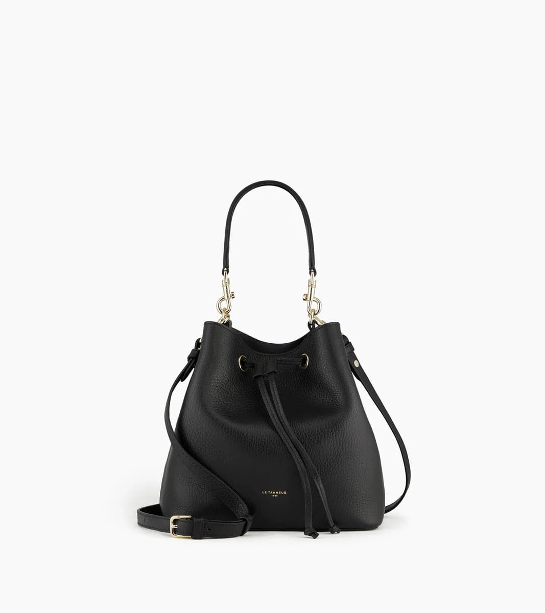 Sac seau Louise en cuir grainé – Black Le Bleu