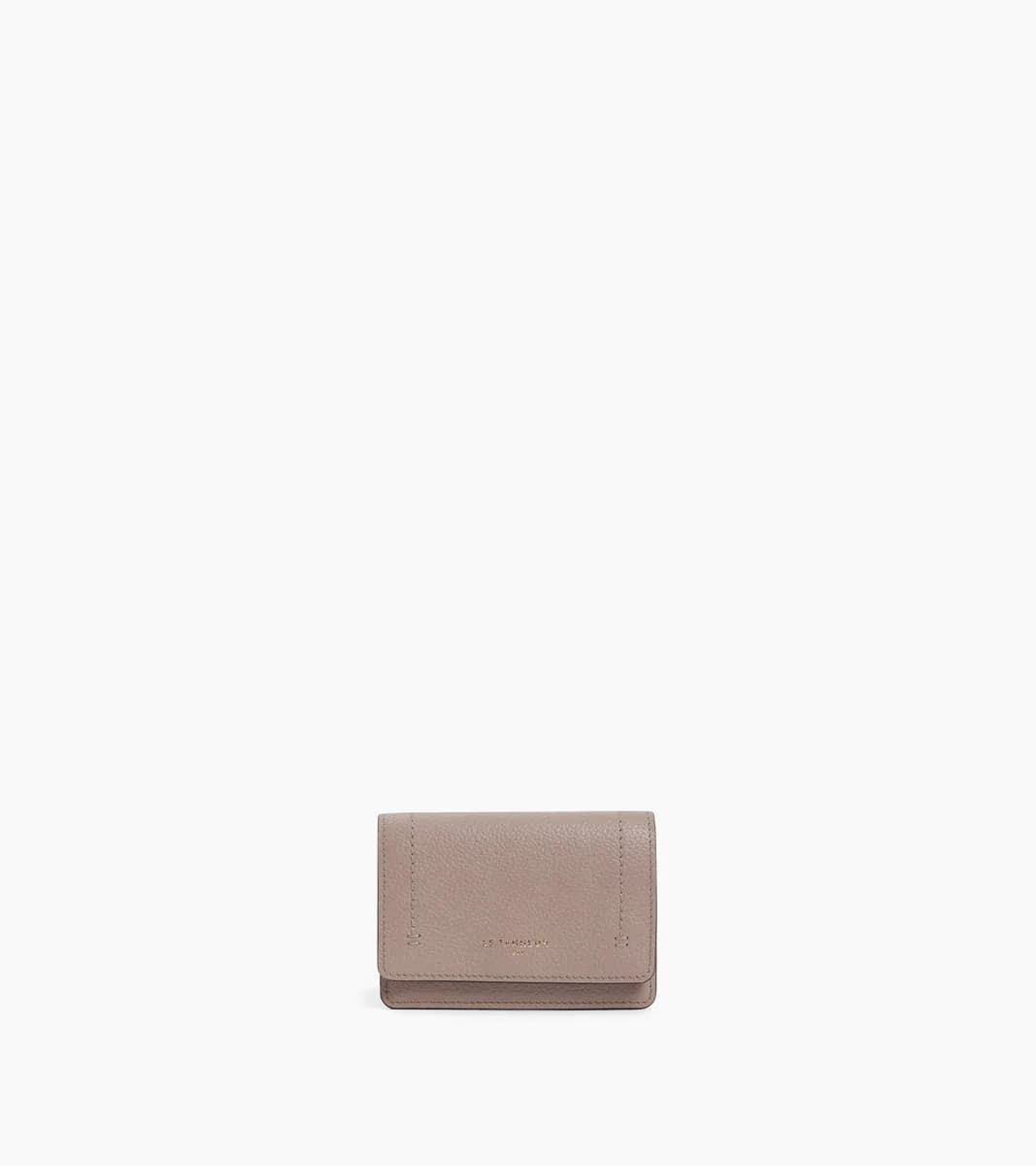Petit porte cartes à rabat Louison en cuir grainé – Fossil Grey