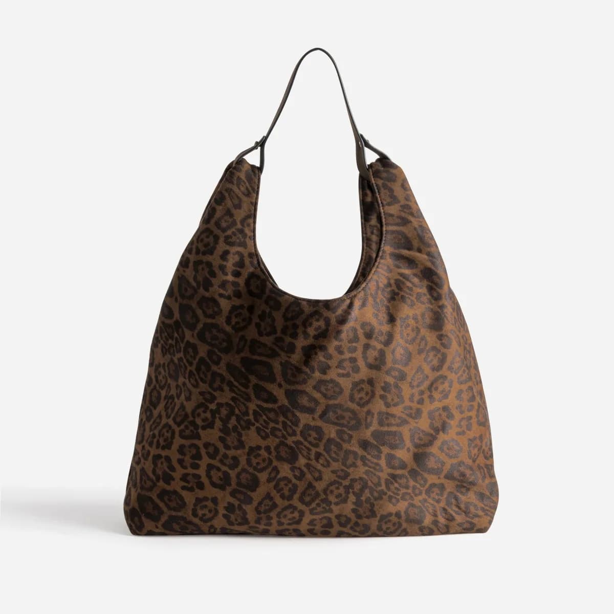 Sac Hobo marron suédé motif léopard
