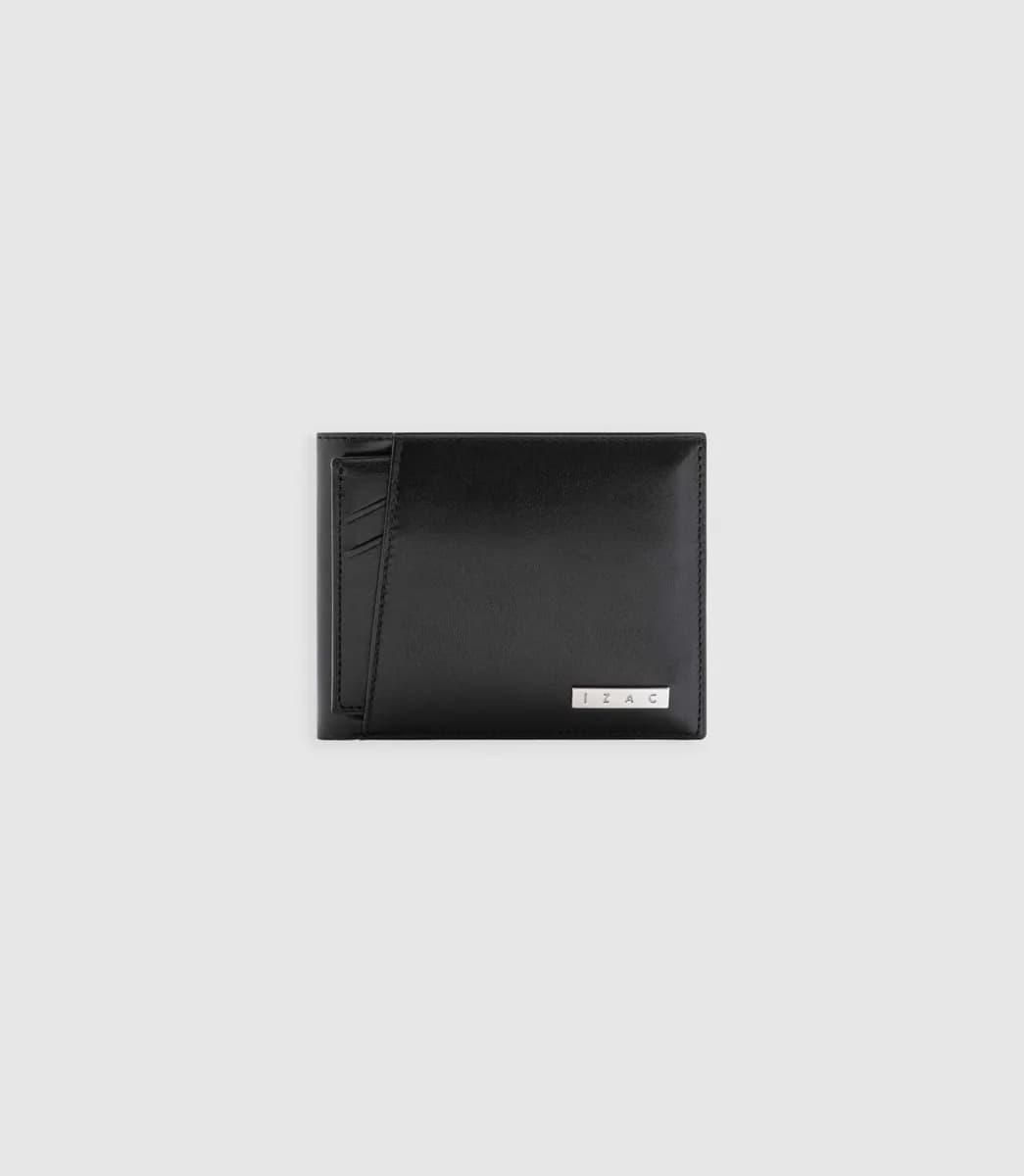 Portefeuille en cuir lisse noir