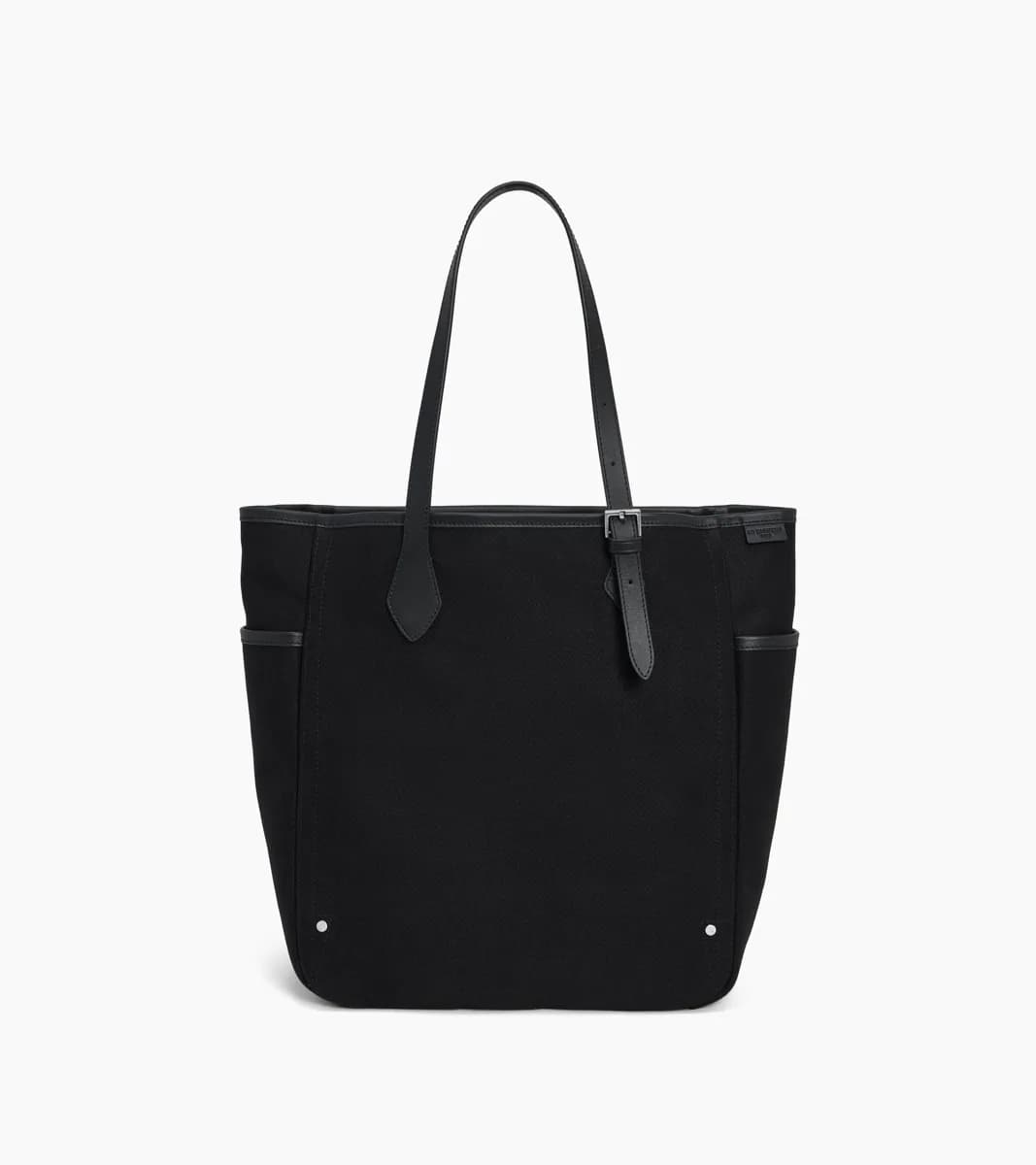 Sac cabas moyen modèle Solveig en toile coton et cuir lisse – Black