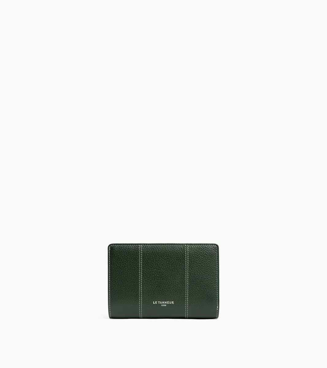 Portefeuille moyen modèle Marguerite en cuir grainé – Green Malachite