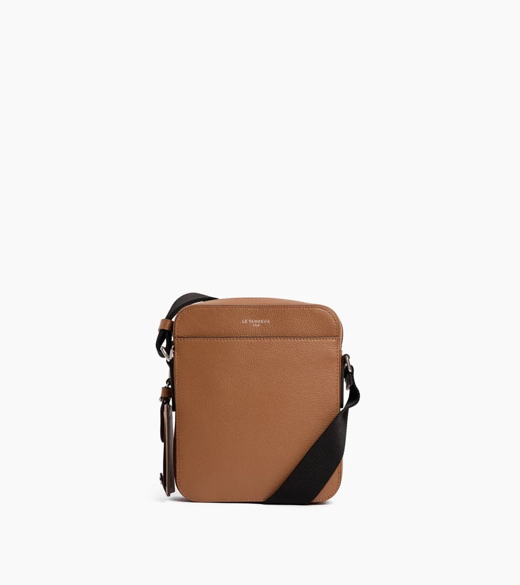 Petite sacoche zippée Emile en cuir grainé – Tan Brown