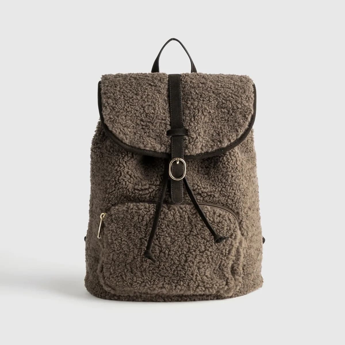 Sac à dos sherpa marron clair à rabat