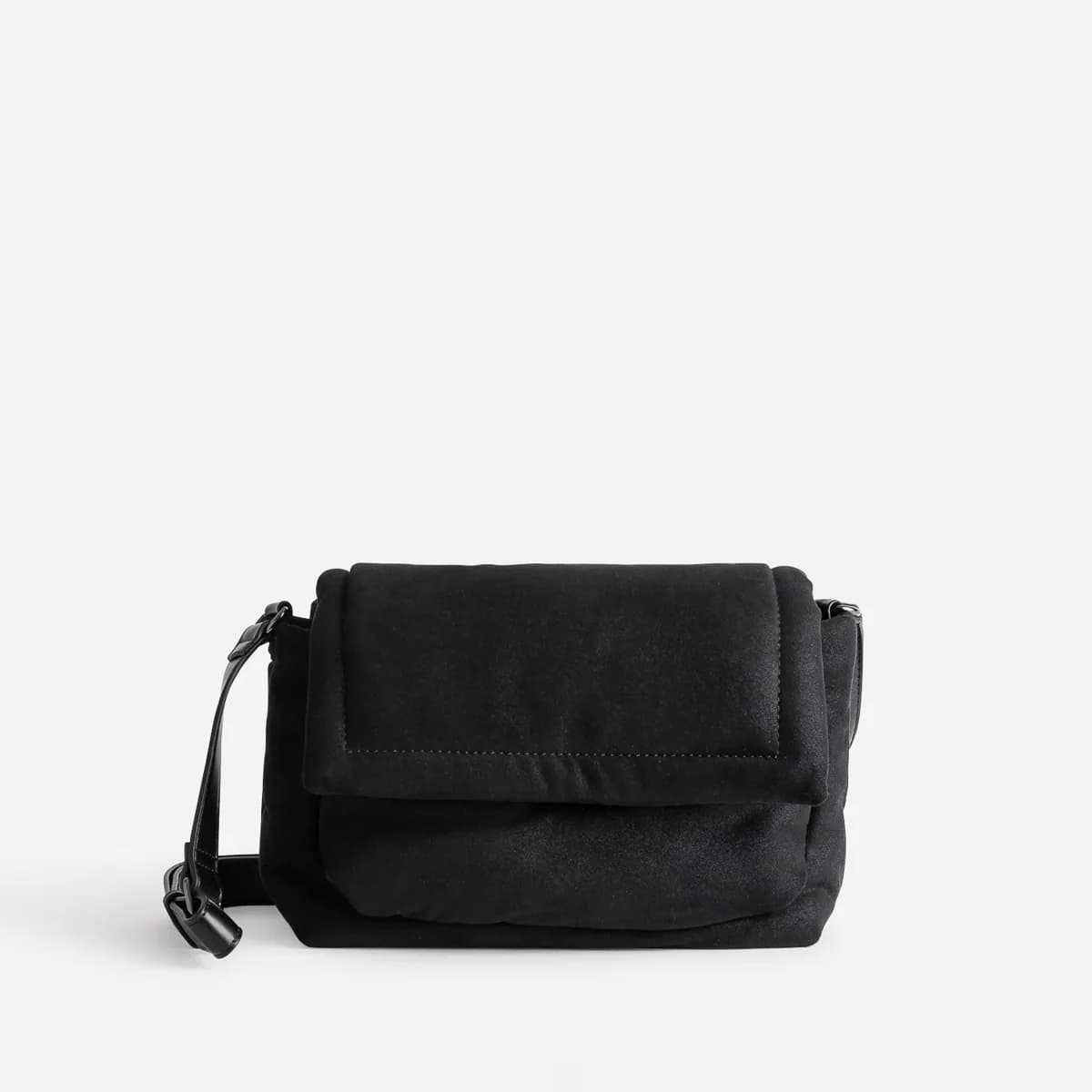 Sac bandoulière TEXTO noir irisé textile suédé