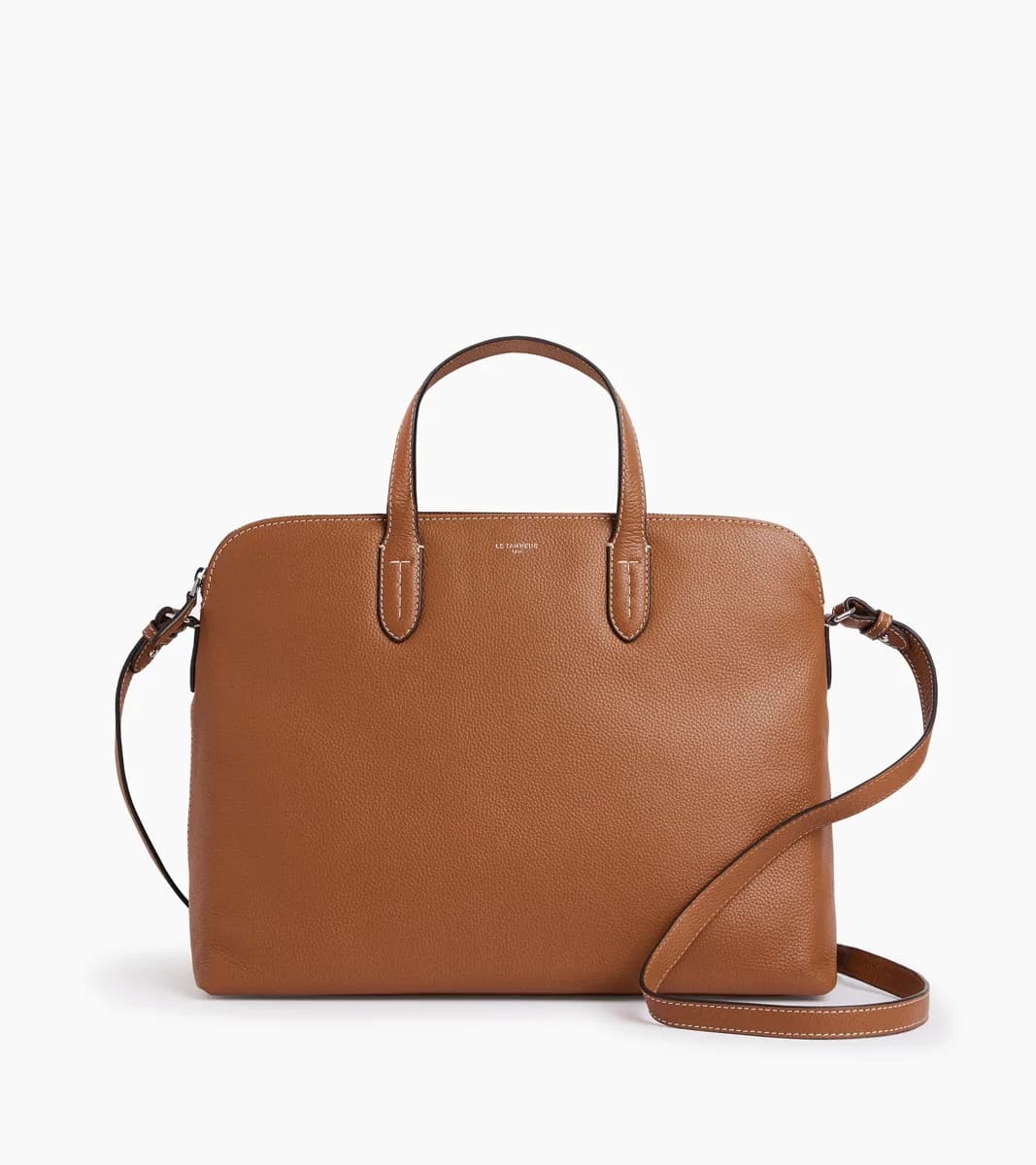 Porte documents 1 soufflet 14" Sophie en cuir grainé – Brown Tan