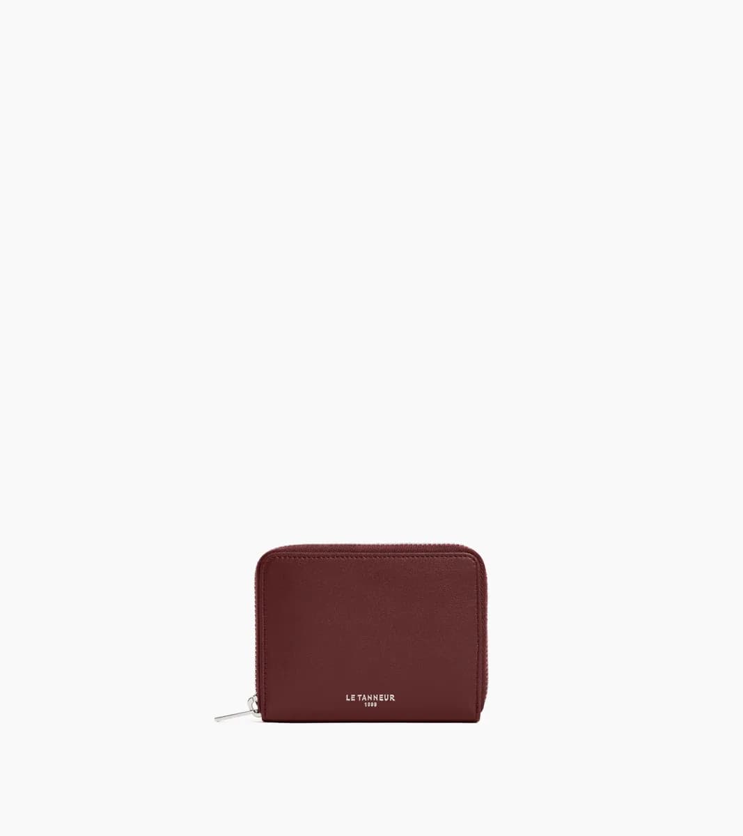 Porte monnaie zippé avec porte cartes amovible Albertine en cuir lisse – Revolution red