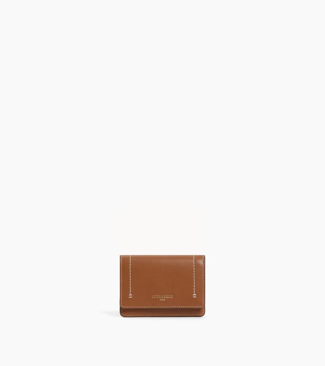 Petit porte cartes à rabat Louison en cuir lisse – Tan Brown