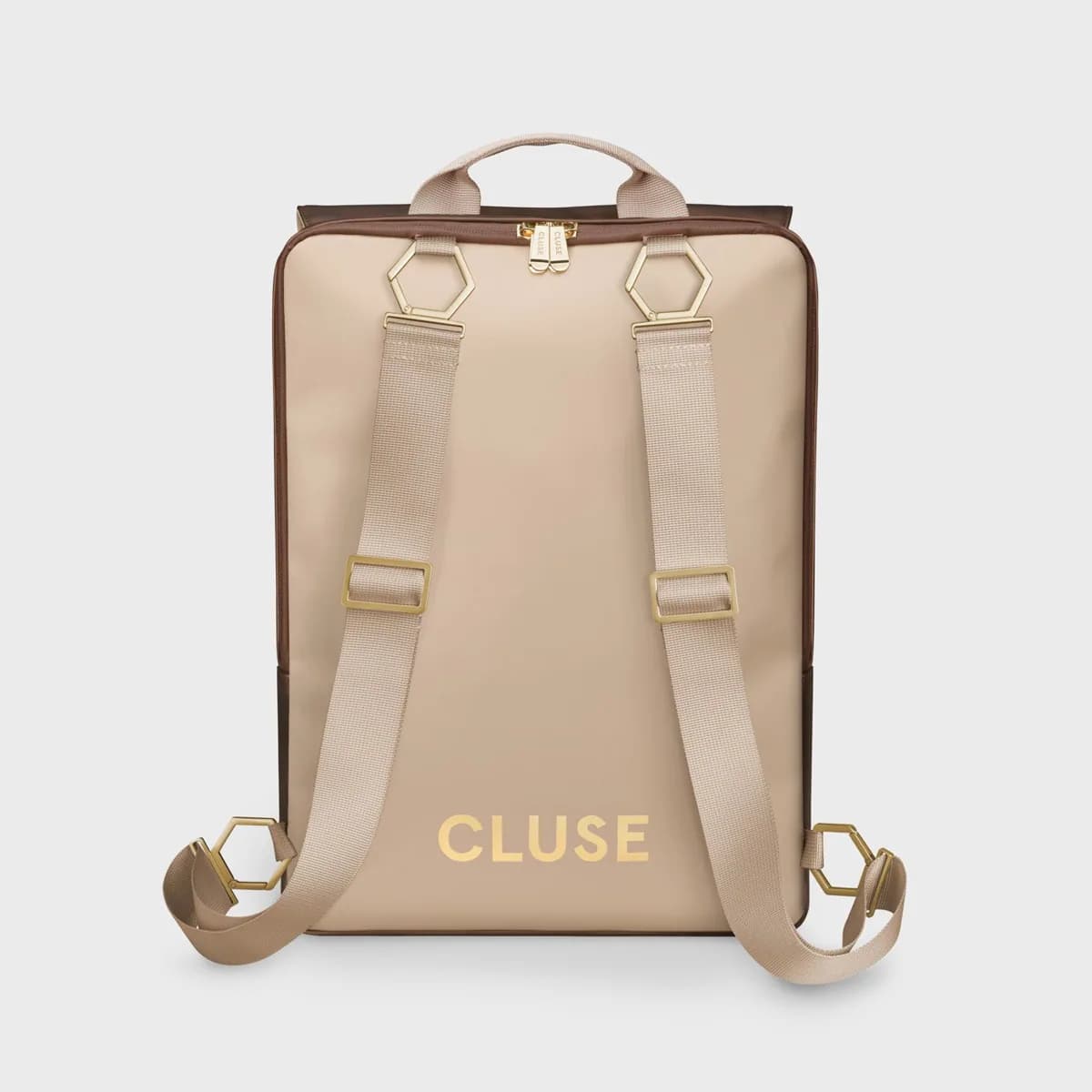 Le Réversible Backpack, Metallic Brown Beige, Gold Colour