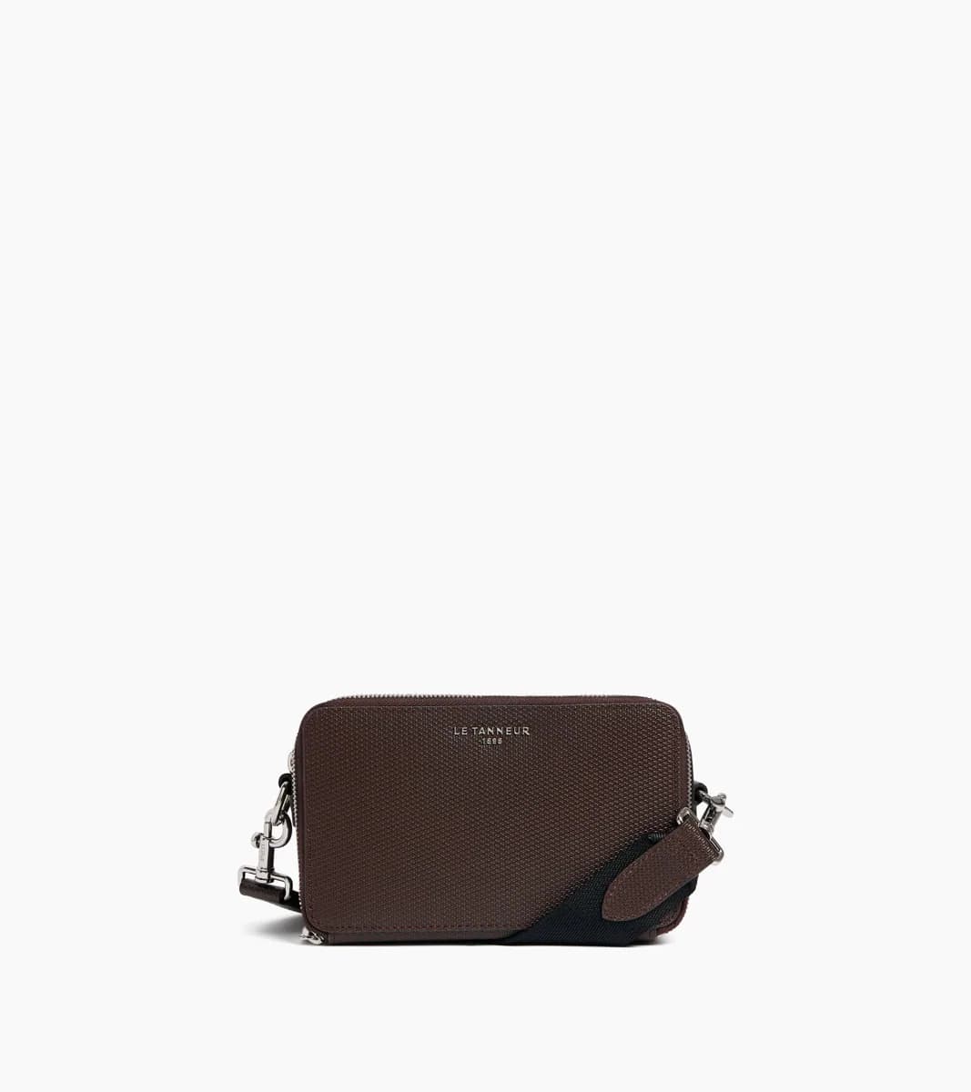 Petite sacoche 2 compartiments Emile en cuir signature T – Brown Arabica