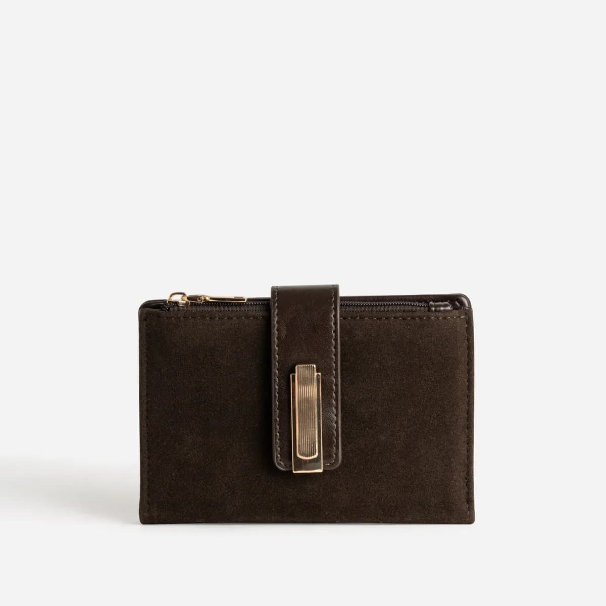 Portefeuille marron barrette métal