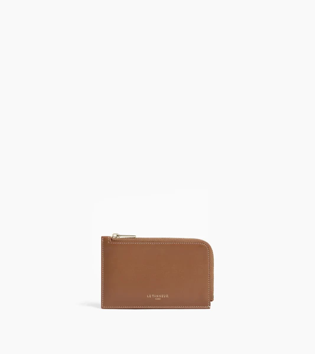 Porte cartes zippé Albertine en cuir lisse – Tan Brown