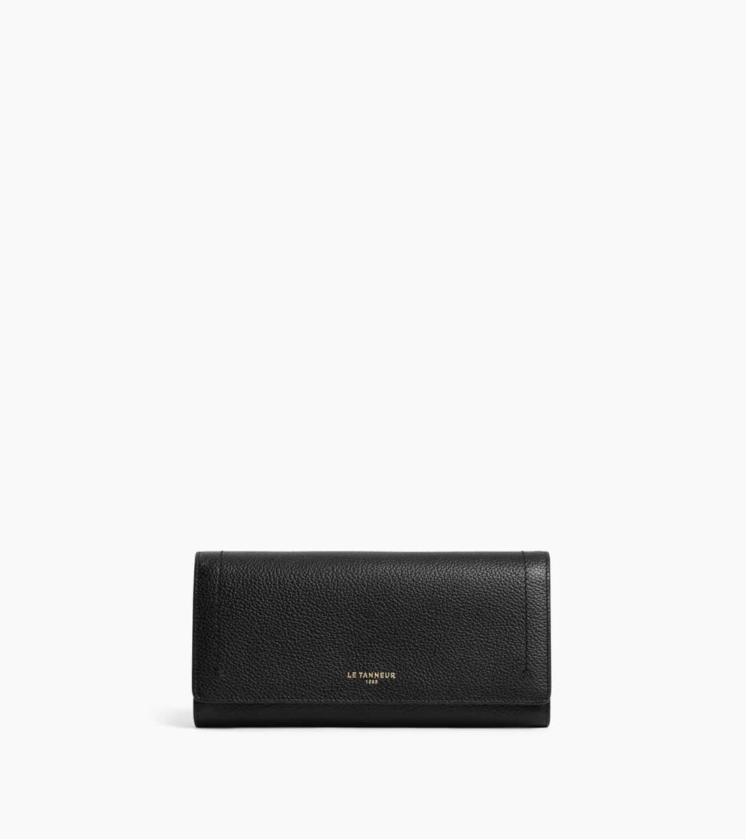 Grand portefeuille à rabat Louison en cuir grainé – Black