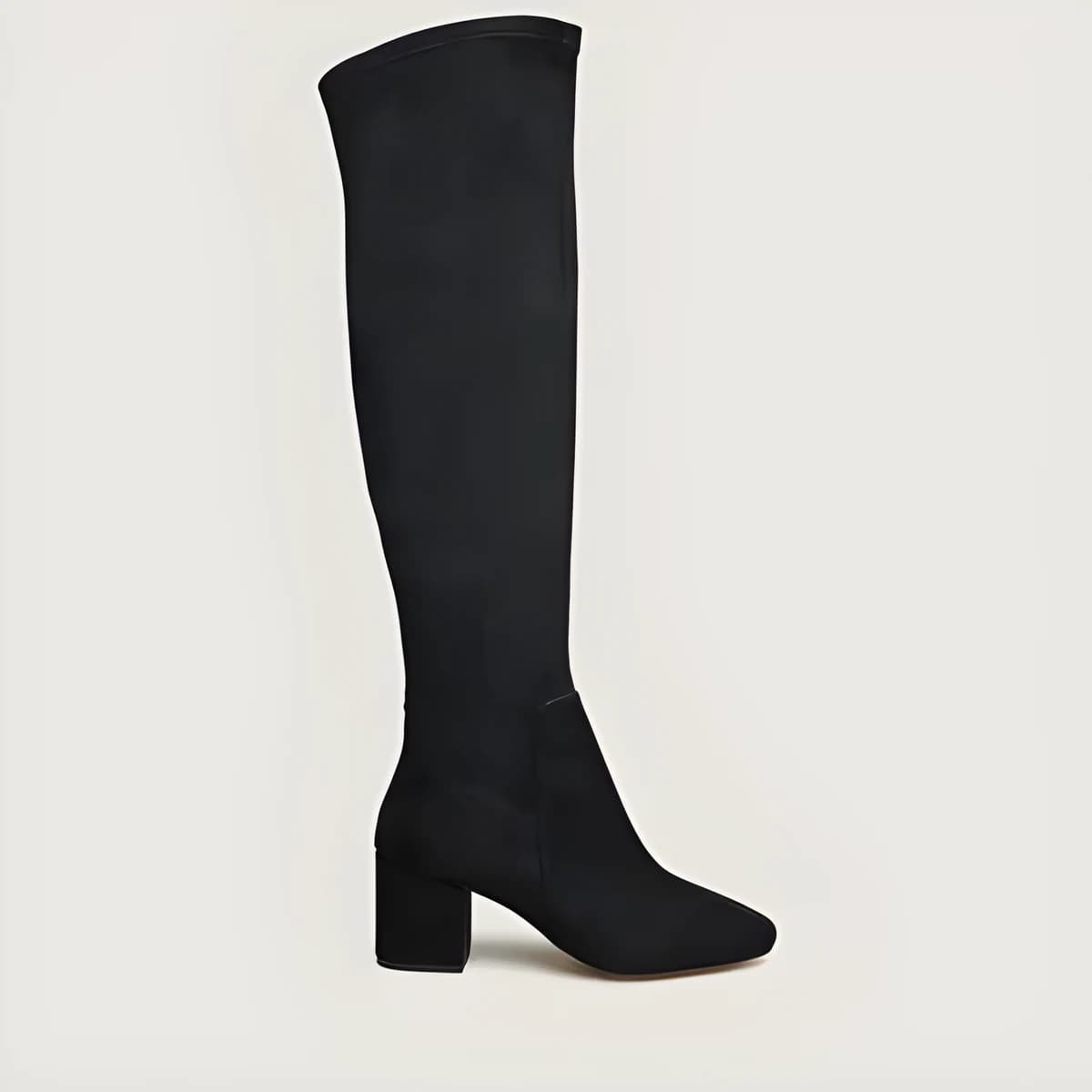 Cuissardes à petits talons en velours et stretch noirs