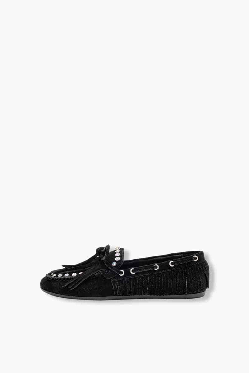 Mocassins en cuir à strass