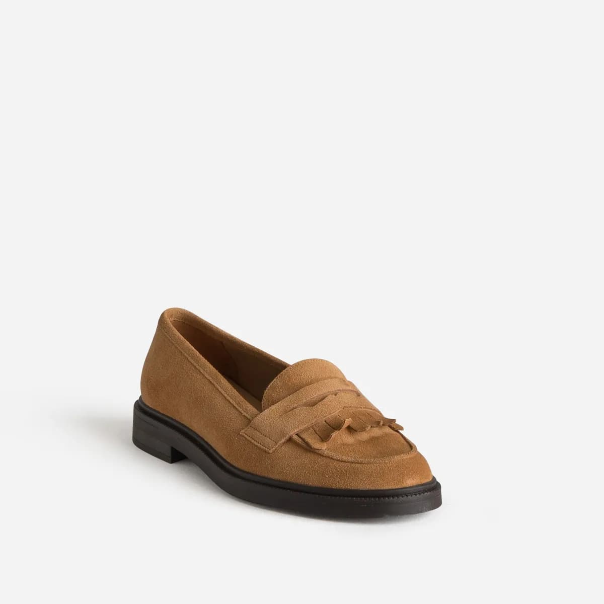 Mocassin ERAM FLEX camel cuir velours frange