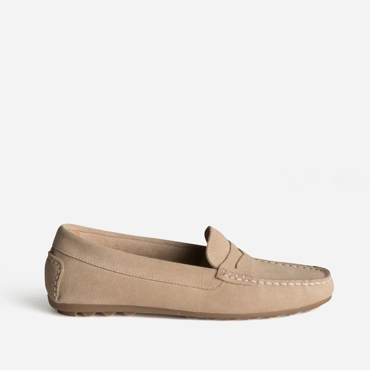 Mocassin beige cuir velours