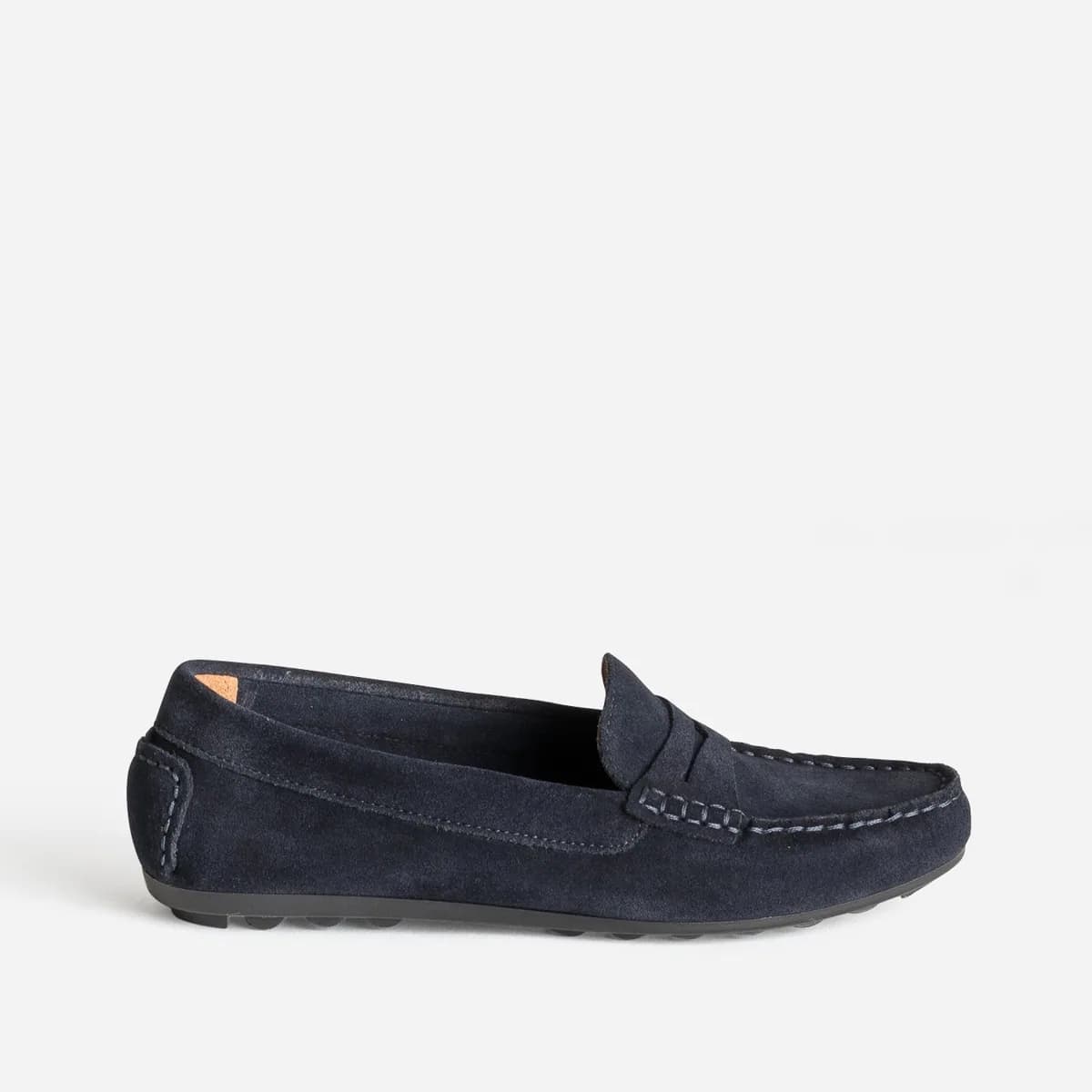 Mocassin marine cuir velours
