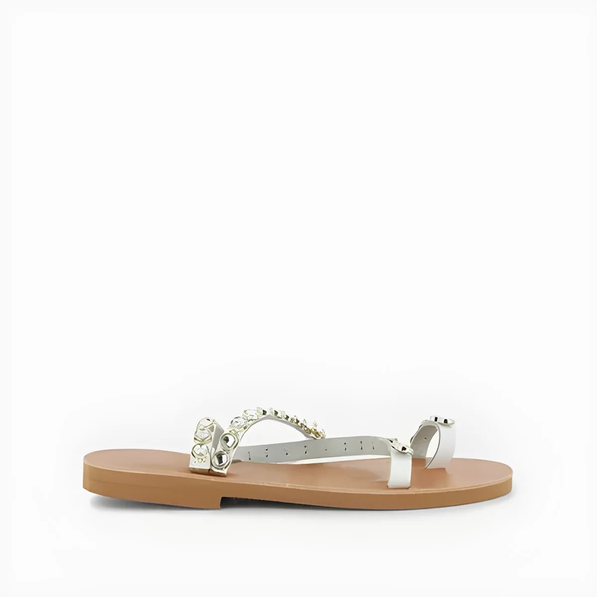 Sandales à bijoux en cuir blanc