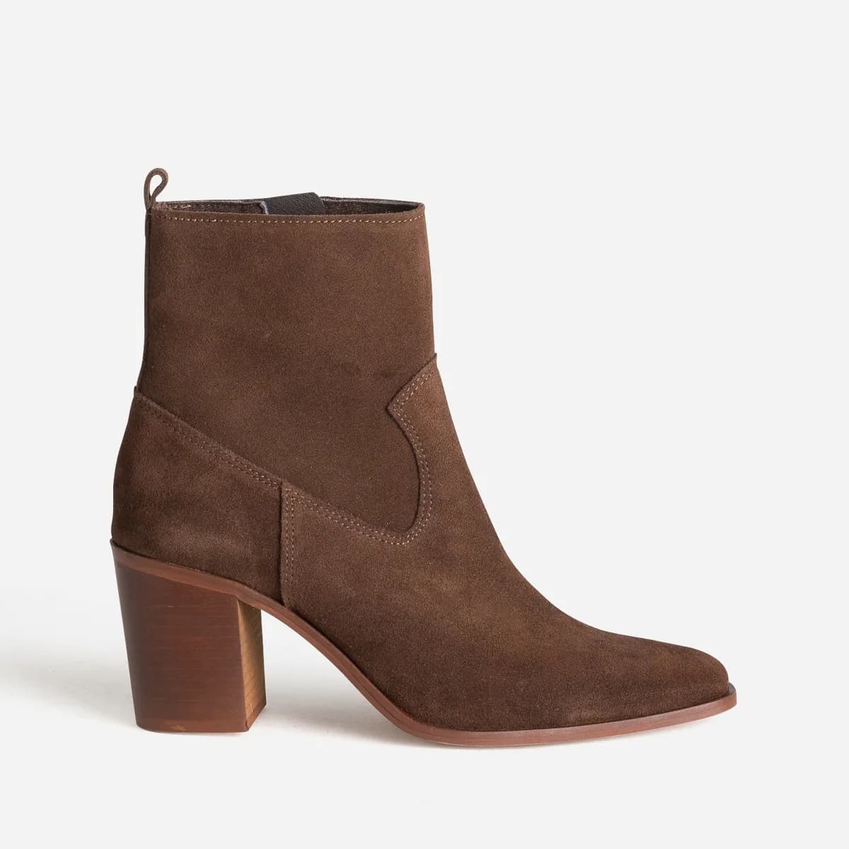 Boots à talon marron cuir velours