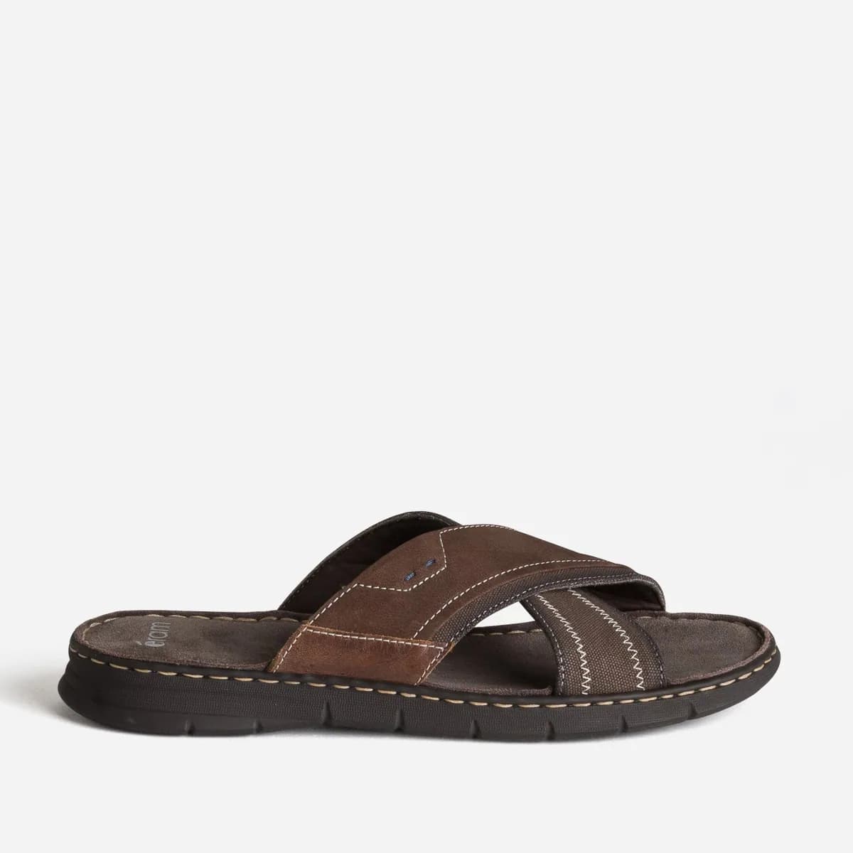 Mule marron bi-matière