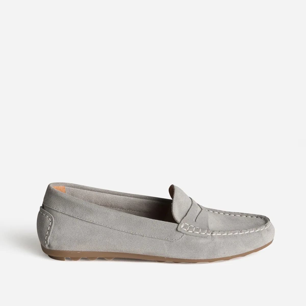 Mocassin gris cuir velours