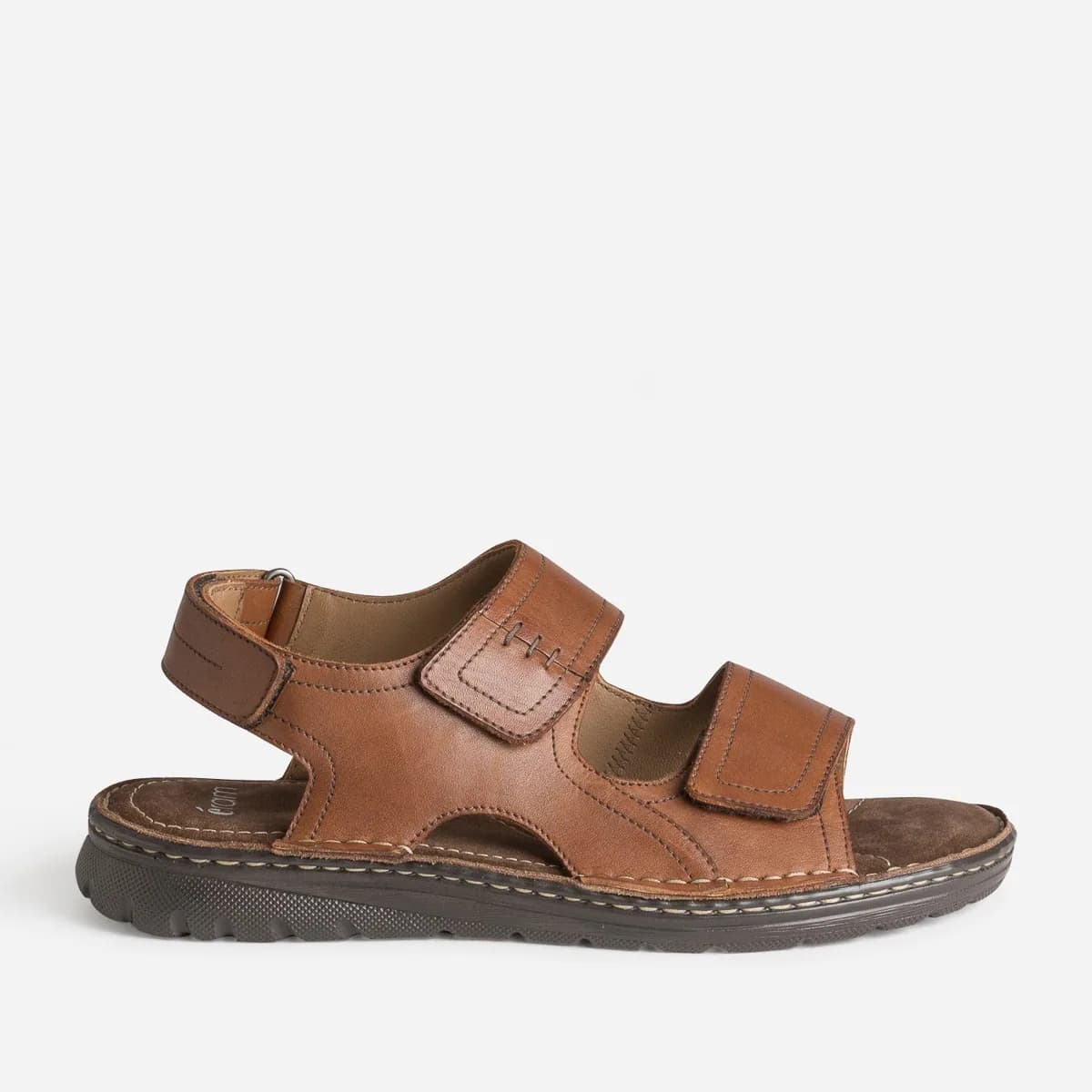 Sandale cognac cuir à scratchs