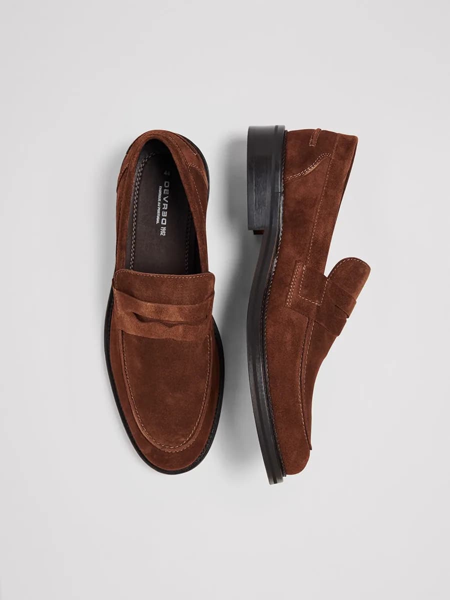 Mocassins penny loafer en cuir suédé